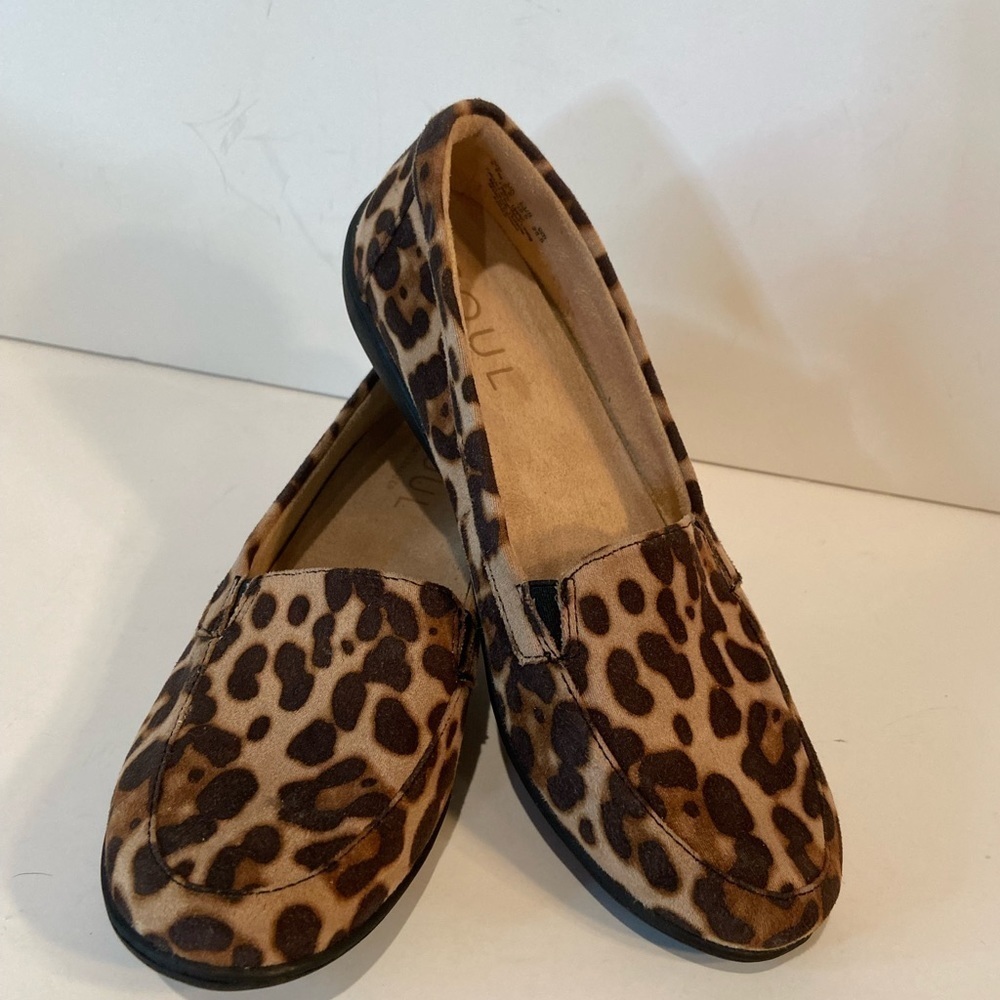 Soul Naturalizer~Cheetah Print Slip-On Loafers~Traction Control Outsole~Size 8.5